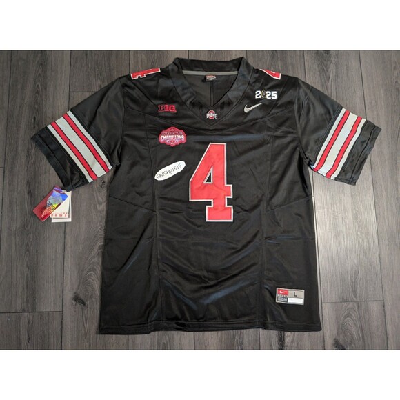 NCAA Other - Jeremiah Smith 🏈 #4 Ohio State Buckeyes Stitched Heritage Jersey BLACKOUT Large